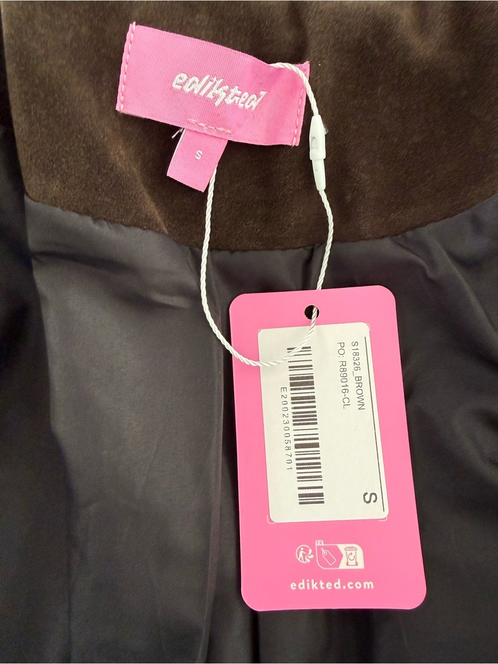 Edikted Memphis Studded Faux Suede Western Cowboy Jacket Brown NWT Size S - Picture 9 of 11